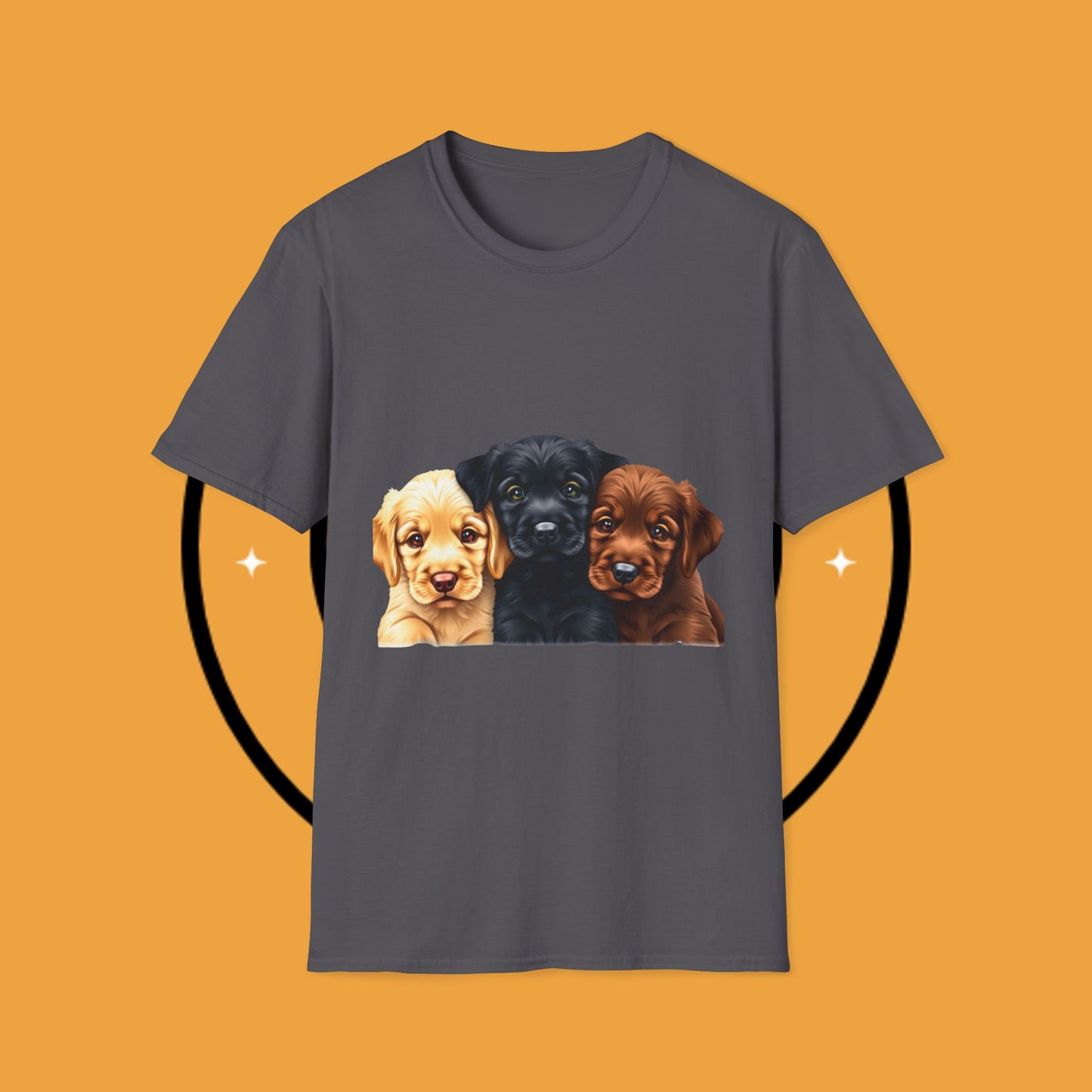 3 Adorable Retrievers Puppys - Dog - Unisex T-Shirt Design "Retriever Squad ๐พ | Trio of Cuteness T-Shirt for Dog Devotees"