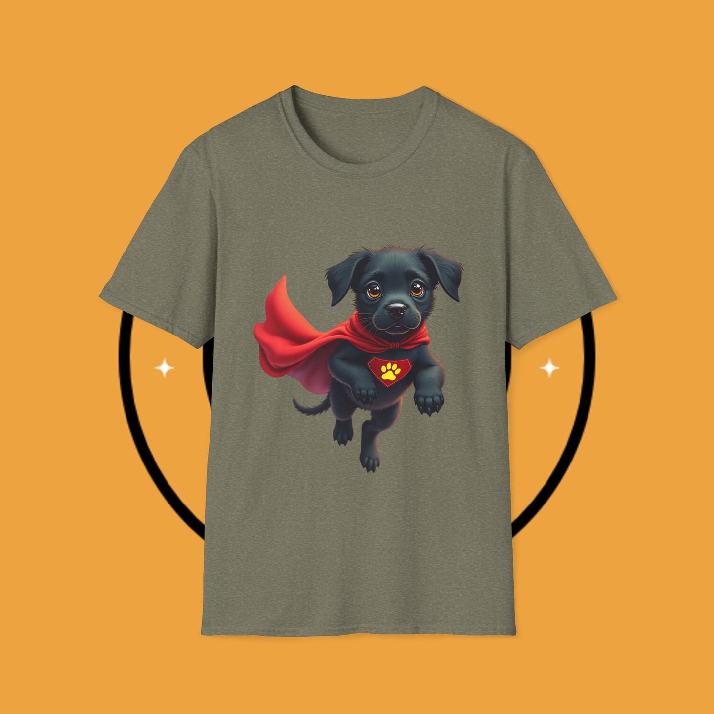 Superhero Retriever Puppy - Dog - Unisex T-Shirt Design Tiny Hero 🦸♂️ | Adorable Black Puppy Superhero T-Shirt for Canine Crusaders