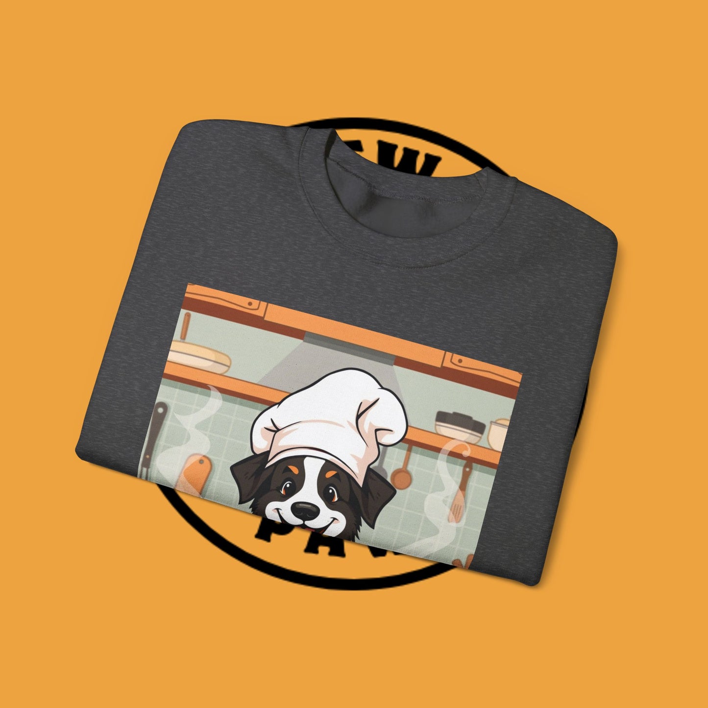 Chef Dog Crewneck Sweatshirt - Cute Puppy Cook with Chef Hat Kitchen Design | Culinary Lover Gift