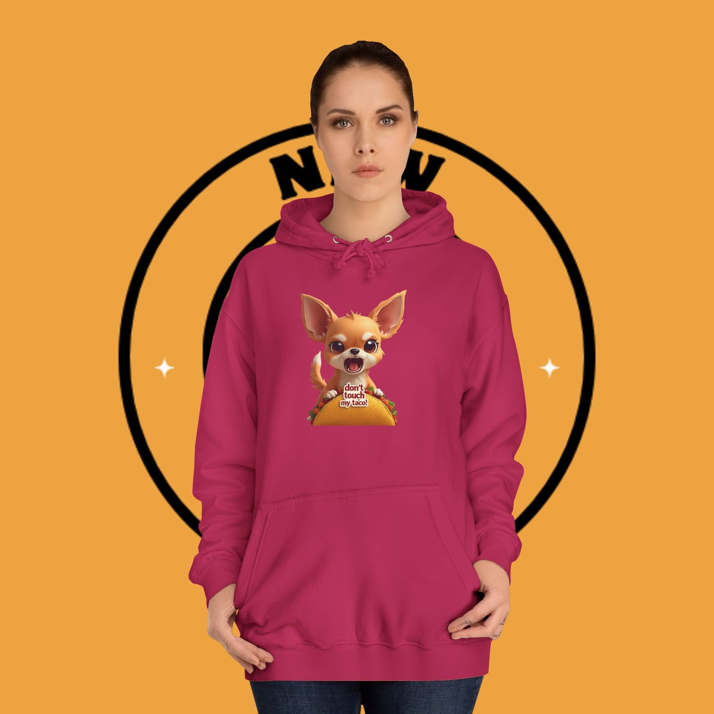 "Don't Touch My Taco Chihuahua Hoodie | Angry Dog Food Protection | Funny Mexican Pet Meme | Fierce Chihuahua Gift"