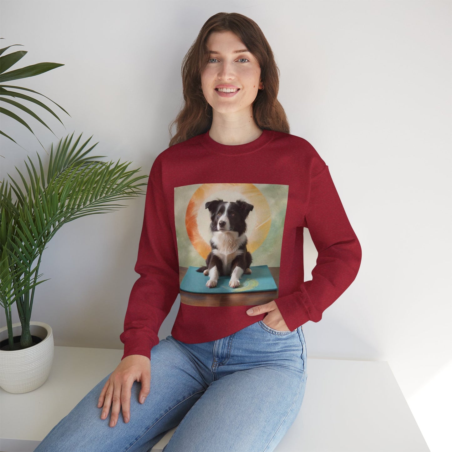 Zen Border Collie Yoga Dog Crewneck Sweatshirt - Meditation Pet Lover Gift | Spiritual Animal Art