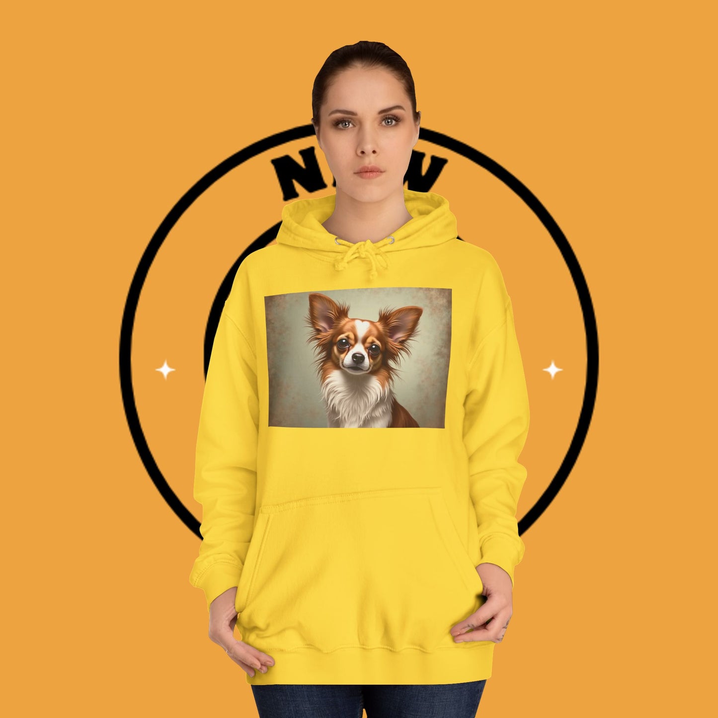 "Long Haired Chihuahua Portrait Hoodie | Elegant Pet Art | Classic Dog Painting Style | Beautiful Chihuahua Gift"