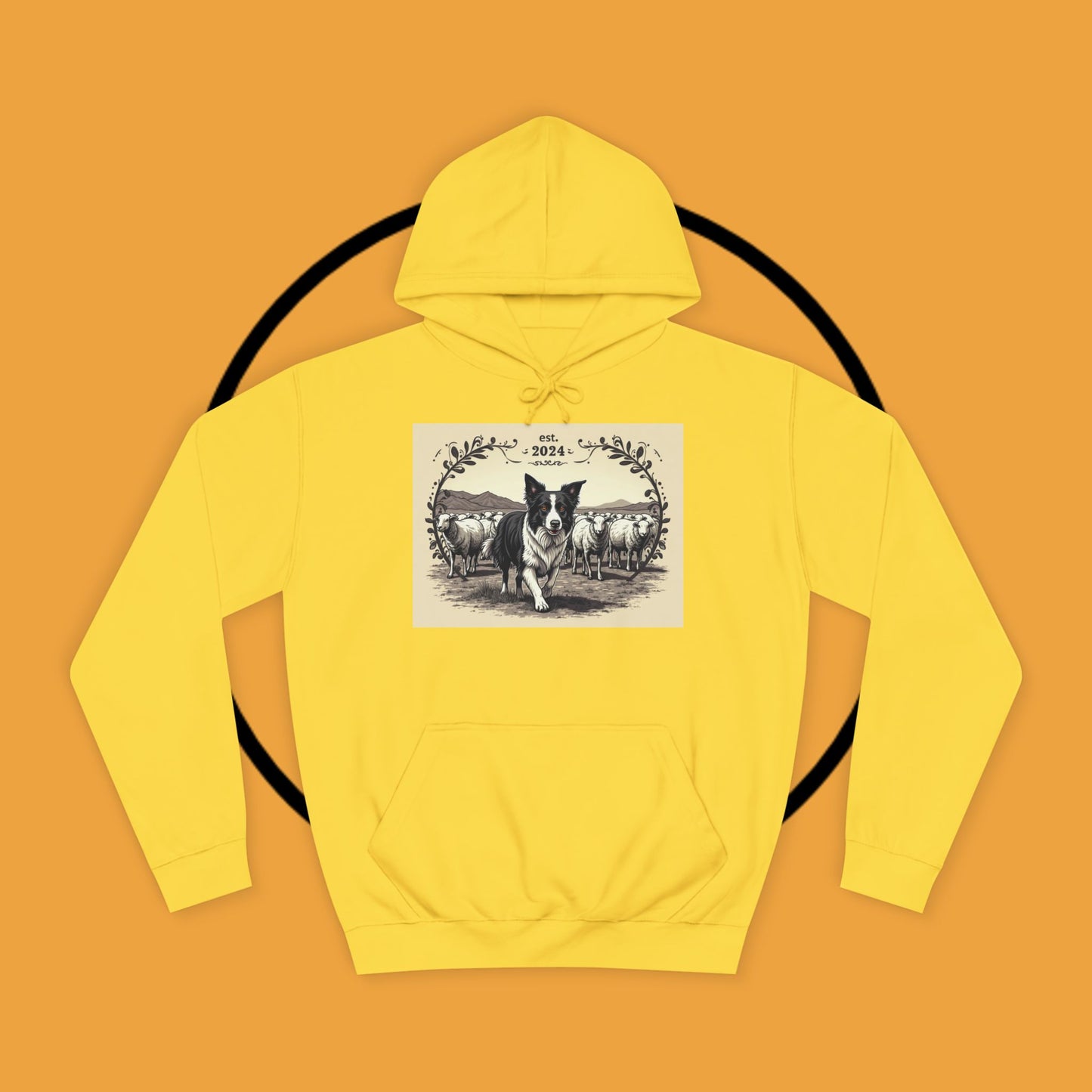 "Border Collie Sheep Herding Hoodie - Vintage Farm Life Est. 2024 Sweatshirt | Premium Pastoral Dog Design"