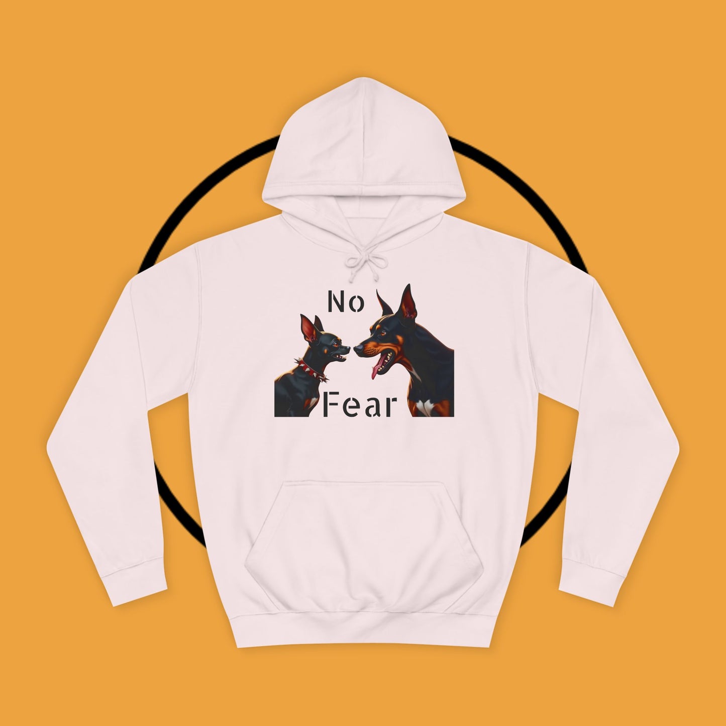"Fearless Chihuahua vs Doberman Hoodie | Small Dog Big Attitude | David Goliath Pet Art | Brave Little Dog Gift"