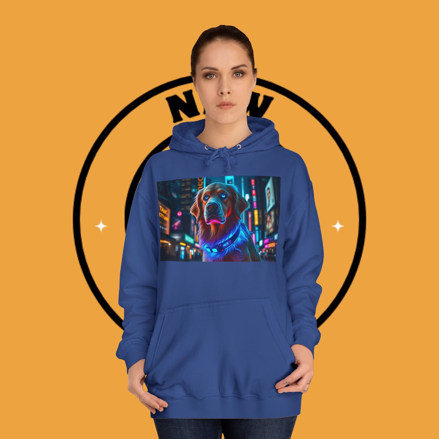Neon City Lights – Futuristic Urban Dog Hoodie - Unisex Hoodies