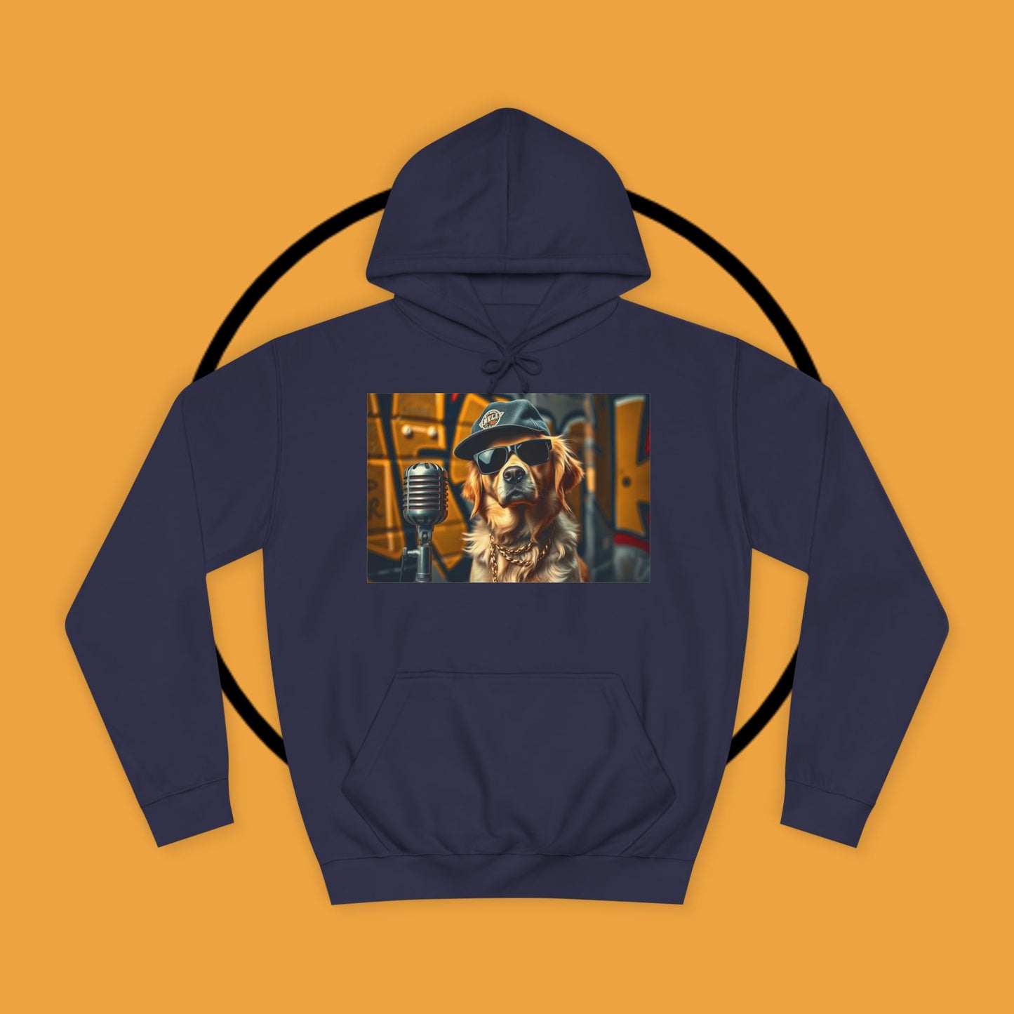 Hip Hop Hound - Cool Dog Rapper with Microphone - Rapper Dog Hoodie: Street Style Icon with Retro Vibes - Unisex Hoodie