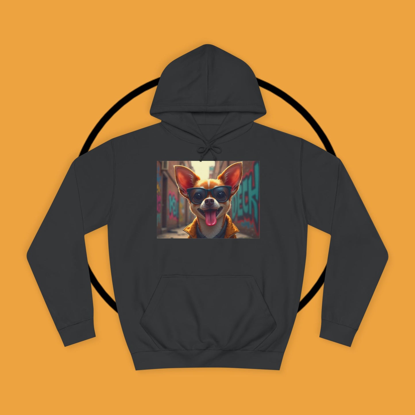 "Hip Chihuahua Sunglasses Hoodie | Cool Street Dog Art | Urban Hipster Pet Fashion | Trendy Animal Streetwear"