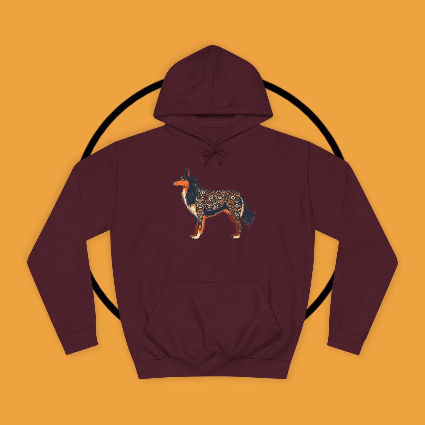 "Tribal Border Collie Mandala Hoodie - Sacred Geometry Dog Art Sweatshirt | Spiritual Celtic Design"
