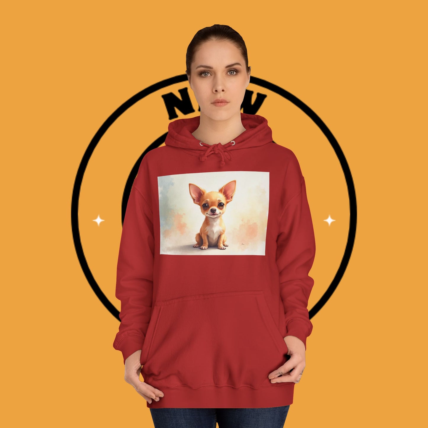 Watercolor Chihuahua Puppy Hoodie - Artistic Dog Portrait Sweatshirt