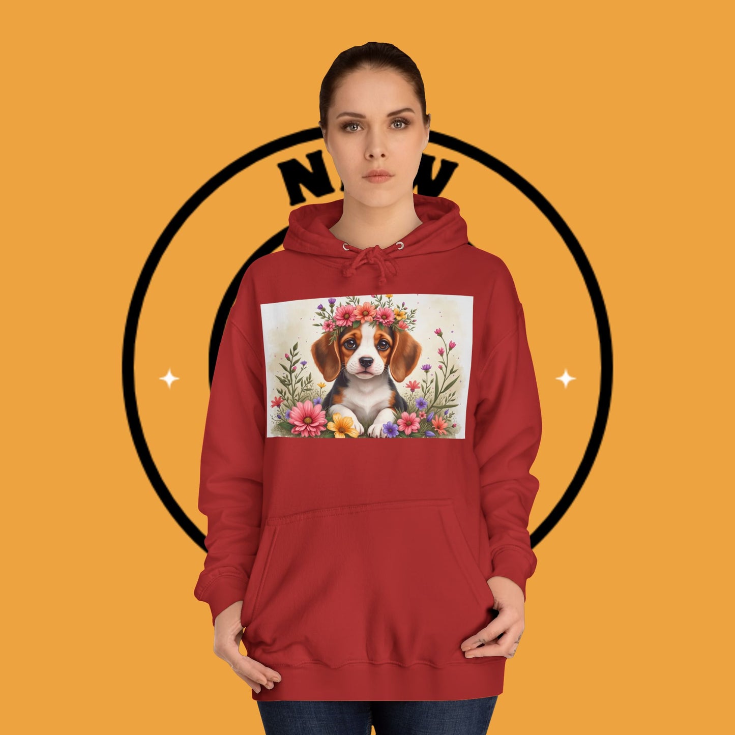 ๐ธ Enchanted Garden Beagle Hoodie - Where Cuteness Blooms! ๐ถ - Unisex Hoodie