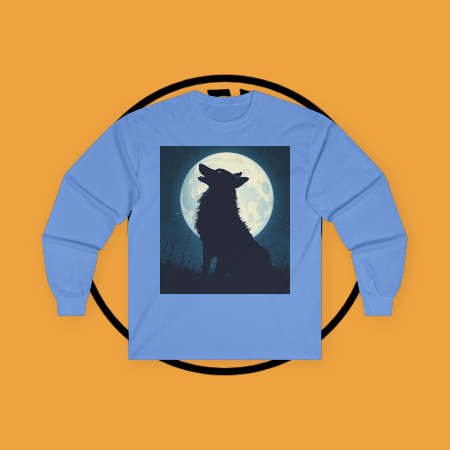 Moonlight Border Collie Long Sleeve Tee - Howling Dog Silhouette Shirt | Mystical Pet Apparel
