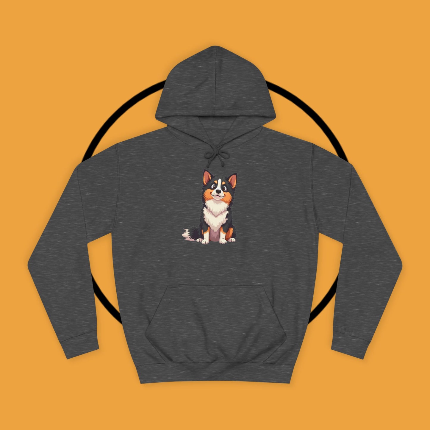 "Cute Tricolor Puppy Hoodie - Adorable Cartoon Dog Design | Kawaii Animal Streetwear for Dog Lovers"