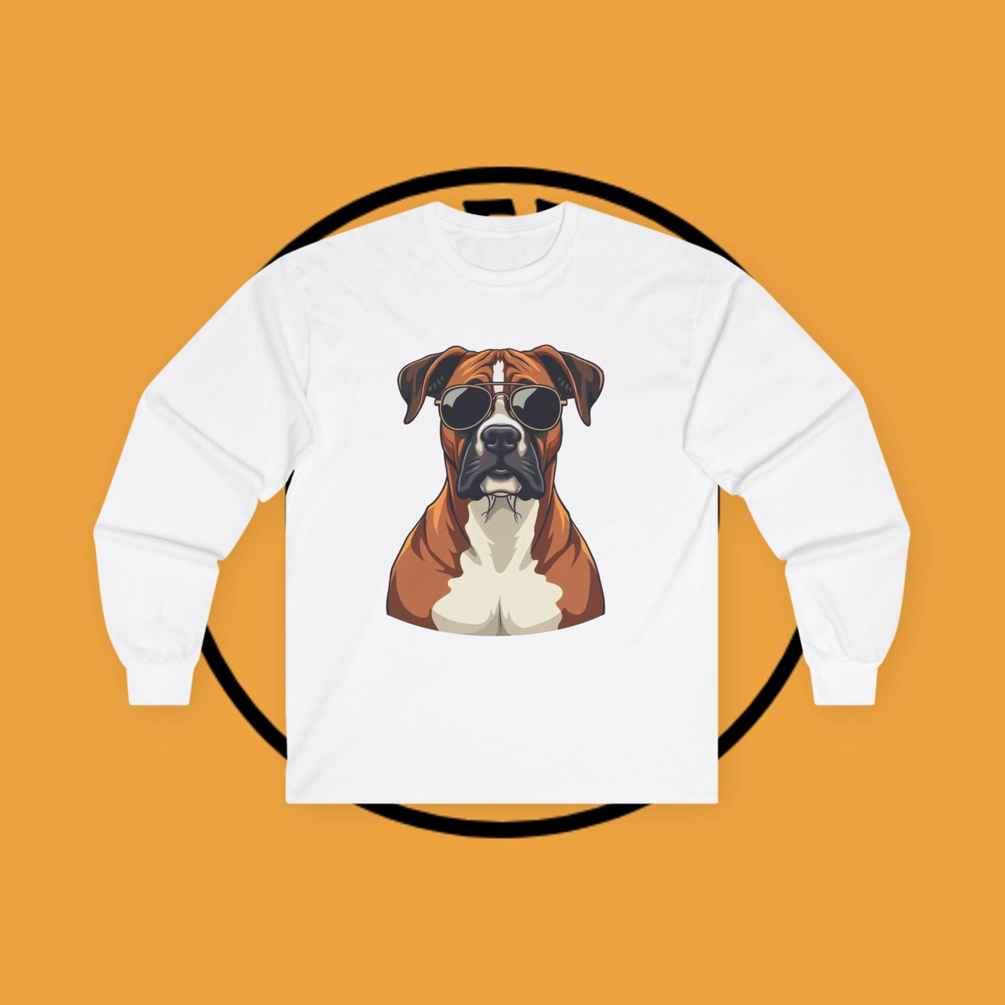 Cool Boxer Dog with Sunglasses Long Sleeve T-Shirt - Funny Aviator Style Design