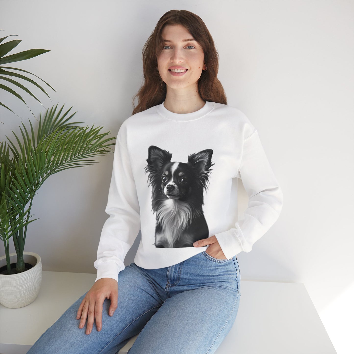 Vintage Chihuahua Portrait Sweatshirt | Black White Dog Photography | Classic Pet Art Design