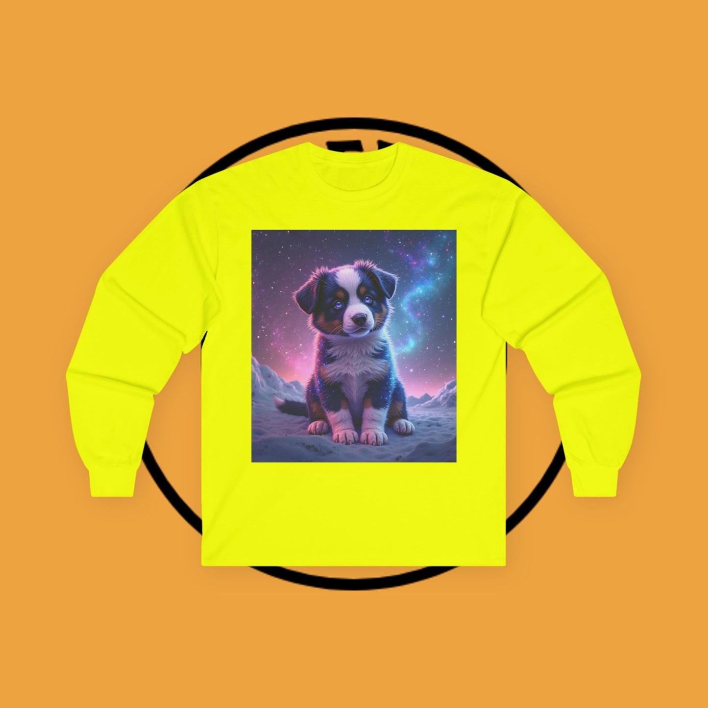 Galaxy Border Collie Puppy Long Sleeve Tee - Cosmic Dog Art Shirt | Space Pet Apparel