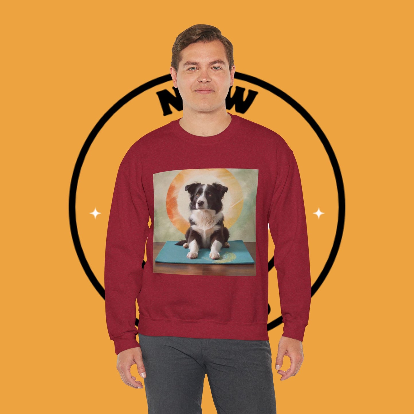 Zen Border Collie Yoga Dog Crewneck Sweatshirt - Meditation Pet Lover Gift | Spiritual Animal Art