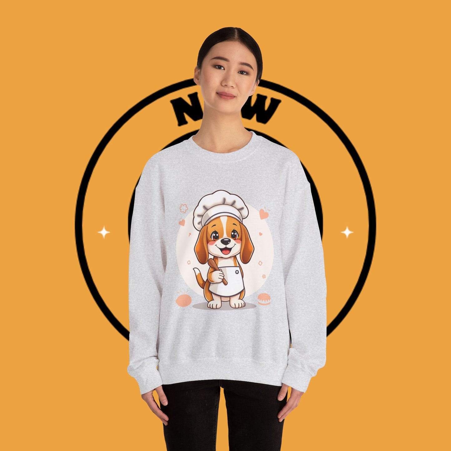 Chef Dog Crewneck Sweatshirt - Kawaii Beagle Design with Chef Hat