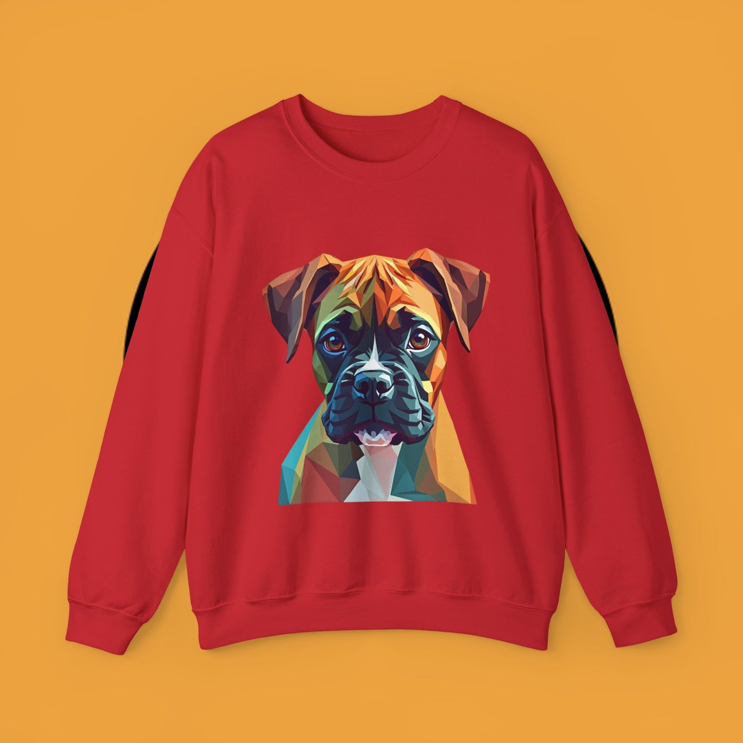 Geometric Boxer Dog Crewneck Sweatshirt - Polygon Art Pet Portrait - Modern Design Lover Gift