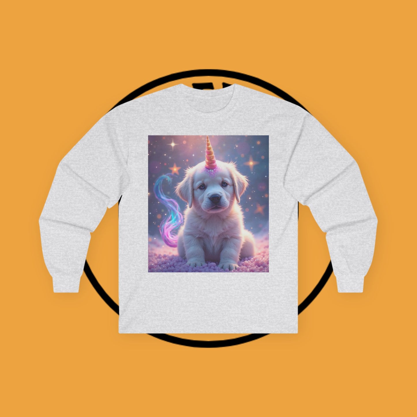 Magical Unicorn Puppy - Cosmic Fantasy Rainbow Horn Puppy Design - Unicorn Puppy with Sparkly Horn and Magic Tail - Long Sleeve T-Shirt for Fantasy Lovers π¦β¨