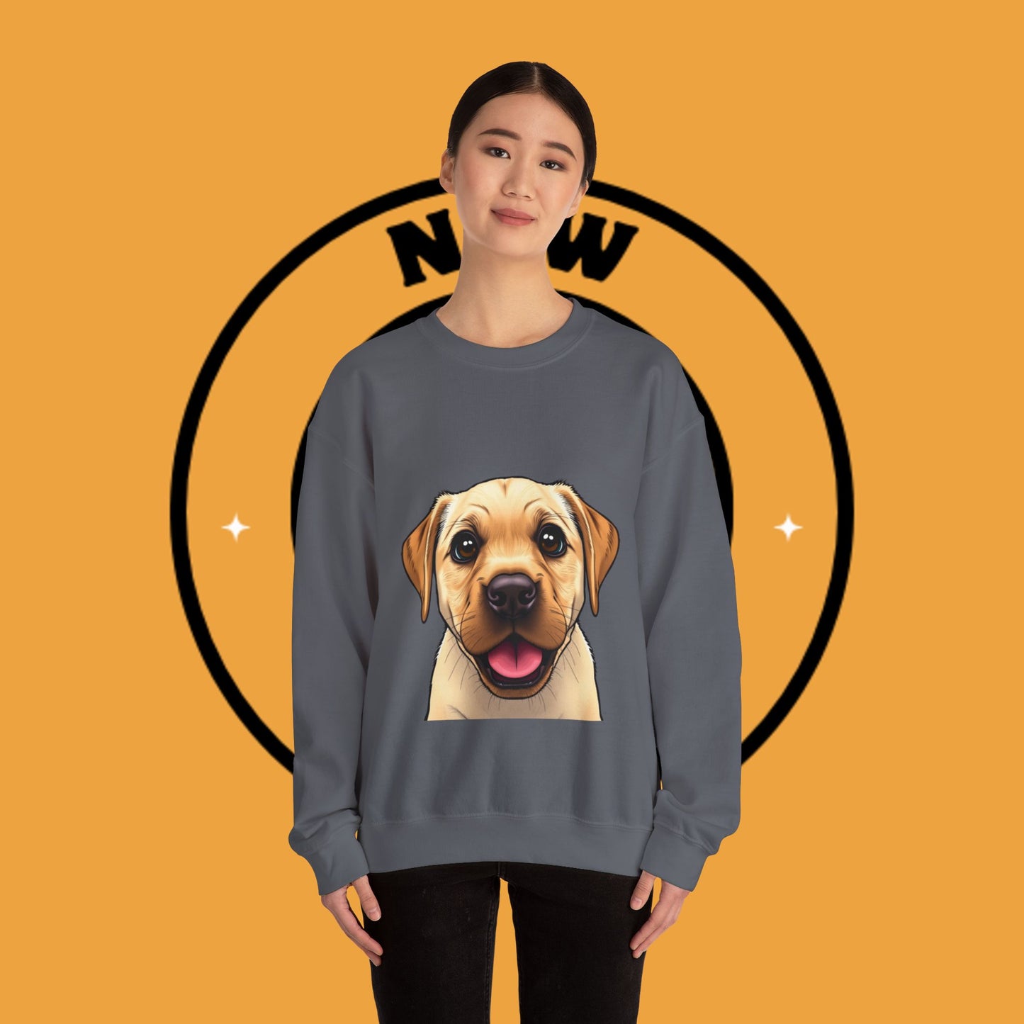 Labrador Puppy Crewneck Sweatshirt - Cartoon Dog Digital Art