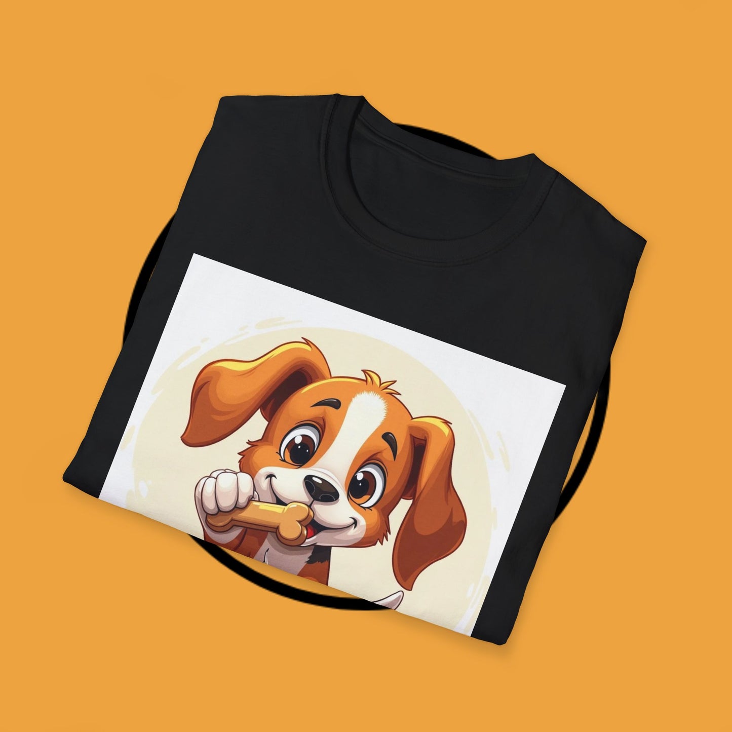 Happy Beagle Puppy with Bone T-Shirt - Cute Cartoon Dog Graphic Tee for Pet Lovers