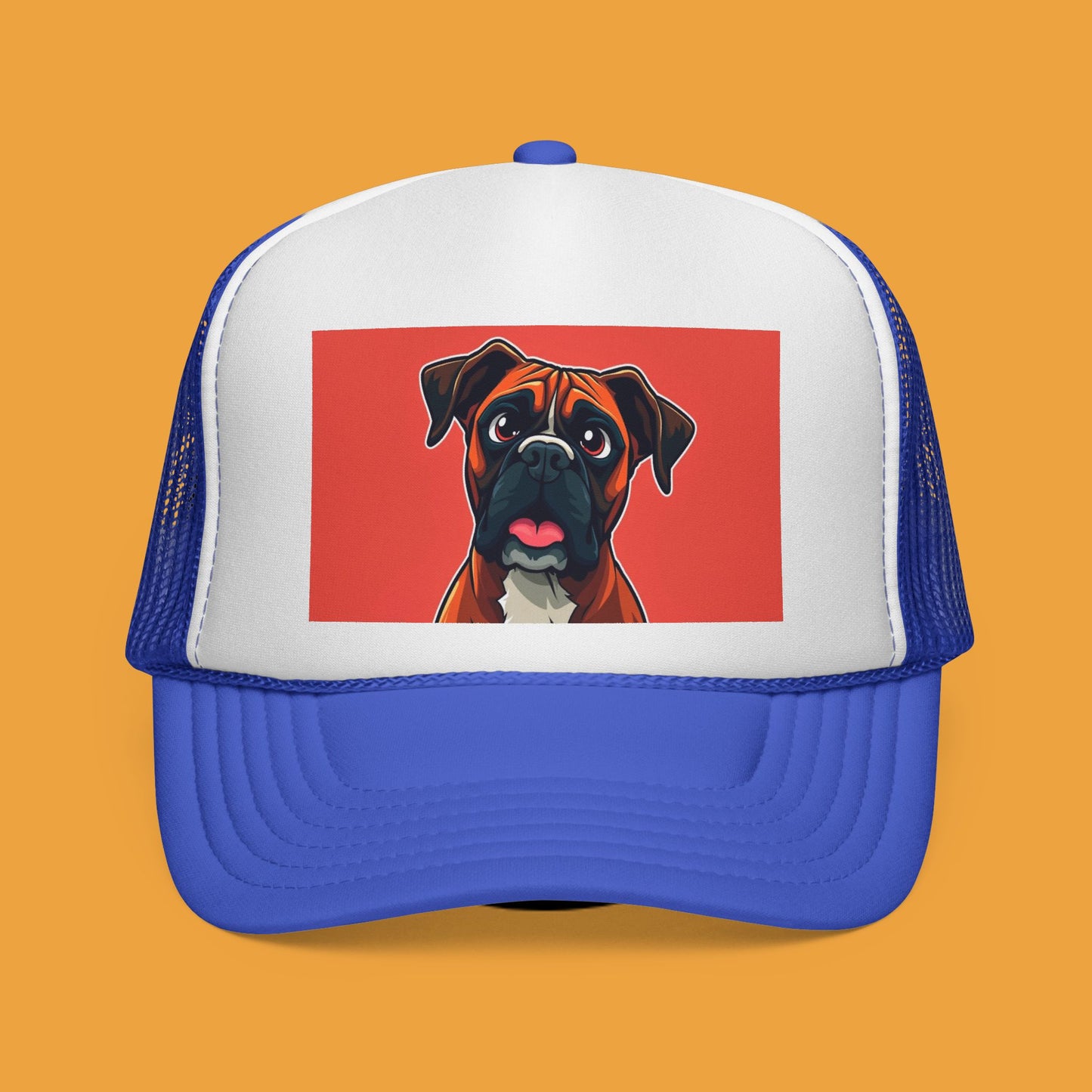 Boxer Dog Trucker Hat - Vintage Pet Portrait Cap | Adjustable Snapback Mesh Hat for Dog Lovers | Premium Quality Animal Art Headwear