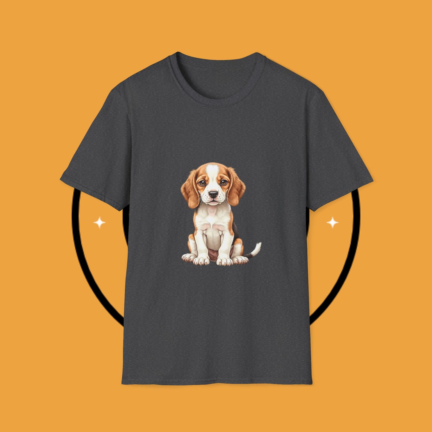 Realistic Beagle Puppy Portrait T-Shirt - Adorable Dog Face Graphic Tee for Pet Lovers