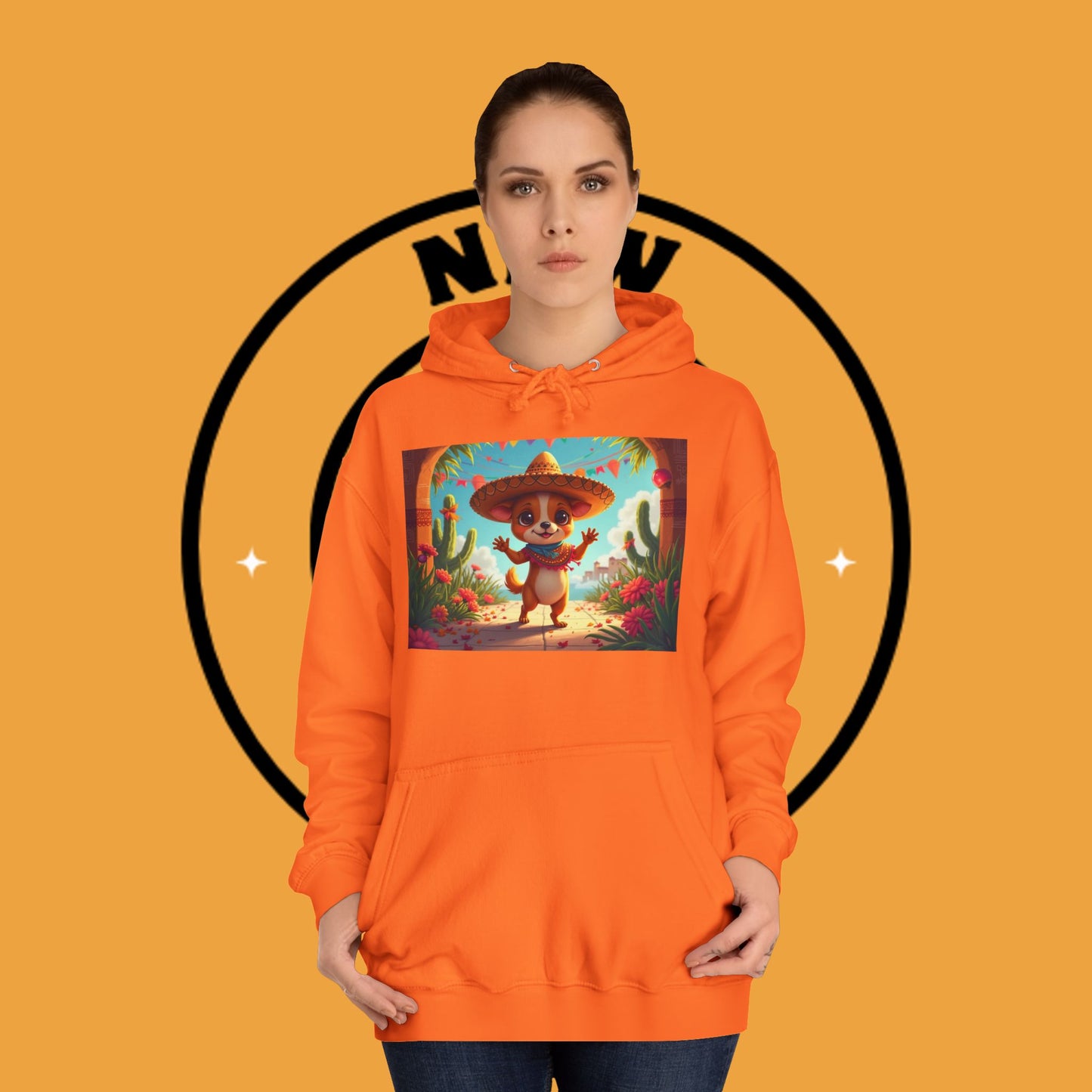 "Mexican Sombrero Chihuahua Hoodie | Fiesta Dog Celebration Wear | Authentic México Desert Art | Cinco de Mayo Gift"