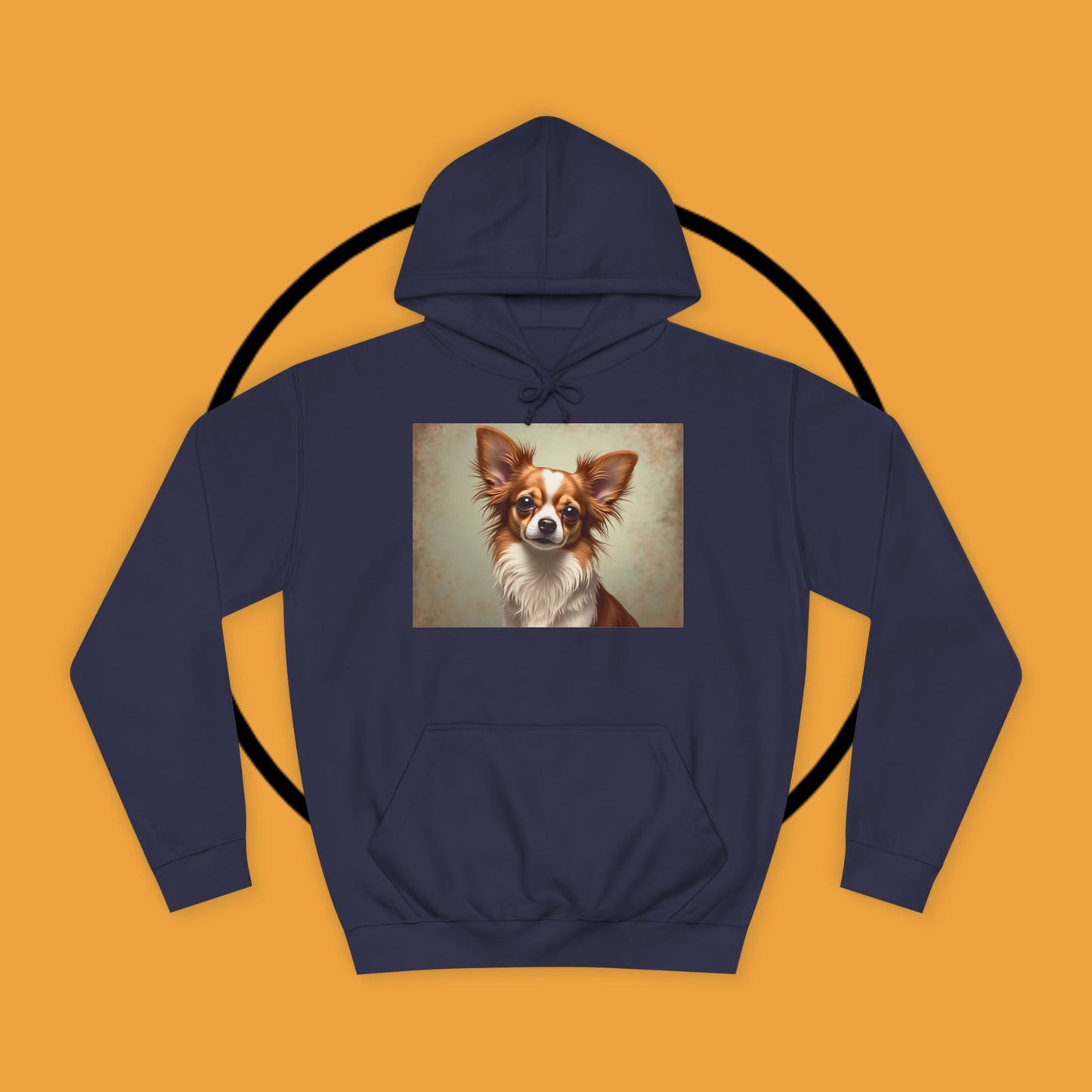 "Long Haired Chihuahua Portrait Hoodie | Elegant Pet Art | Classic Dog Painting Style | Beautiful Chihuahua Gift"