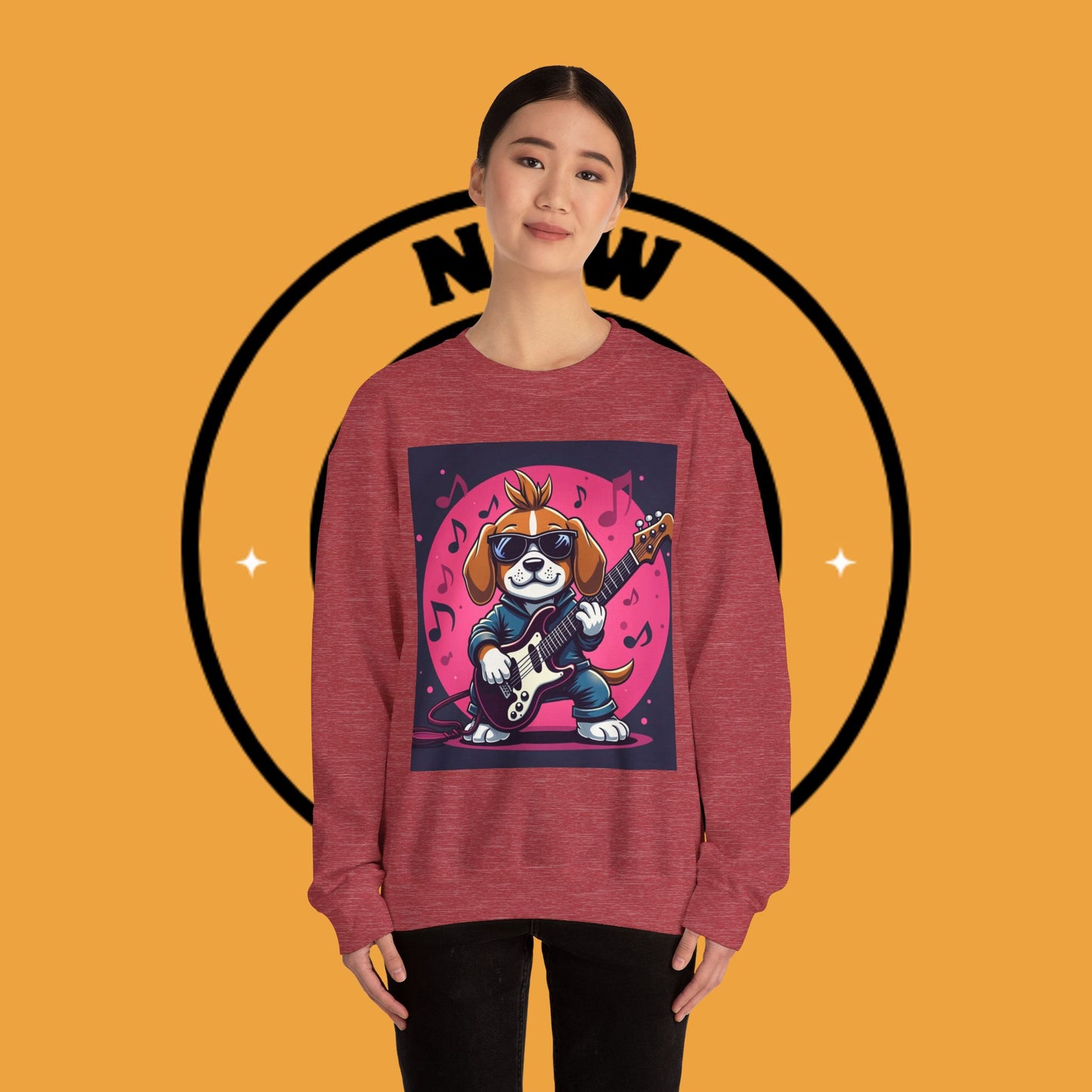 Dog Lover Crewneck Sweatshirt - Beagle Rockstar ๐ธ ROCK STAR BEAGLE SWEATSHIRT - UNLEASH YOUR INNER ROCKSTAR! ๐ธ
