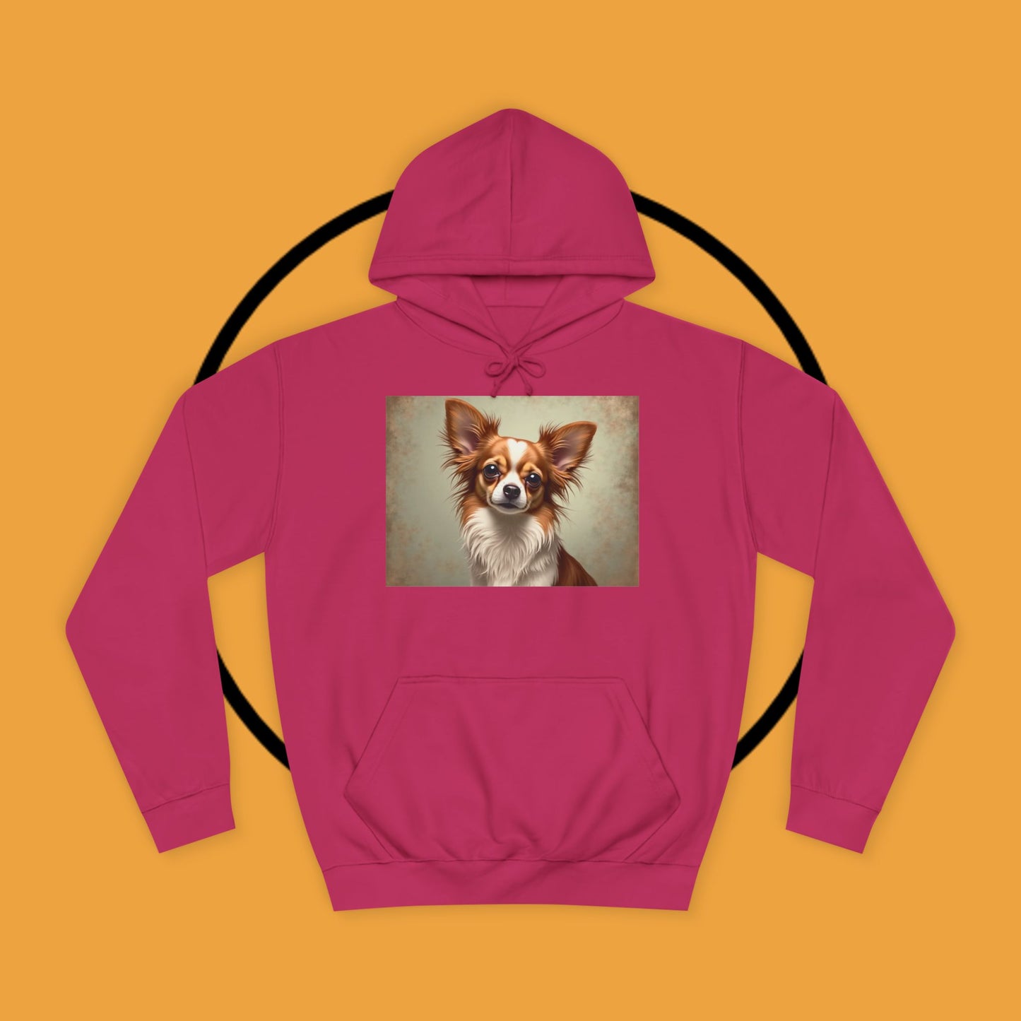 "Long Haired Chihuahua Portrait Hoodie | Elegant Pet Art | Classic Dog Painting Style | Beautiful Chihuahua Gift"