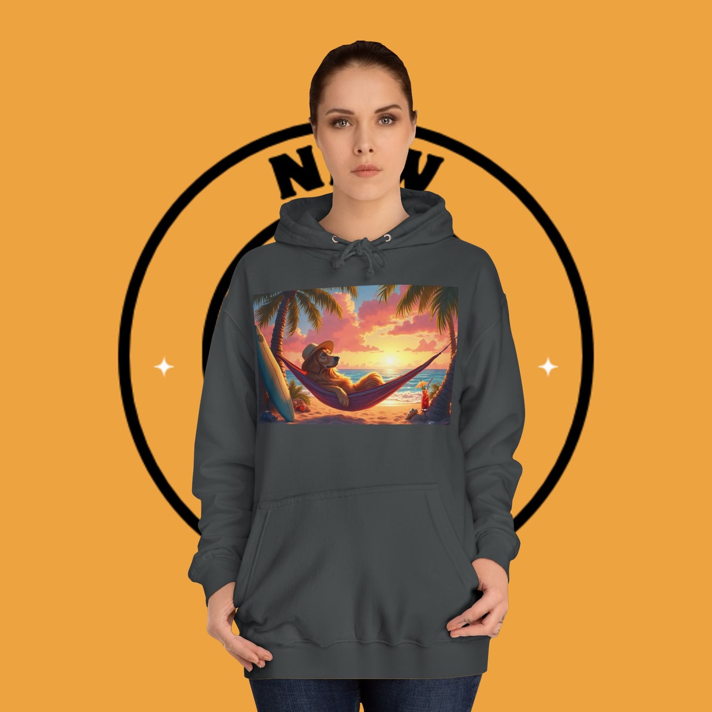 Beachside Bliss Golden Retriever Hammock Hoodie - Unisex Hoodies