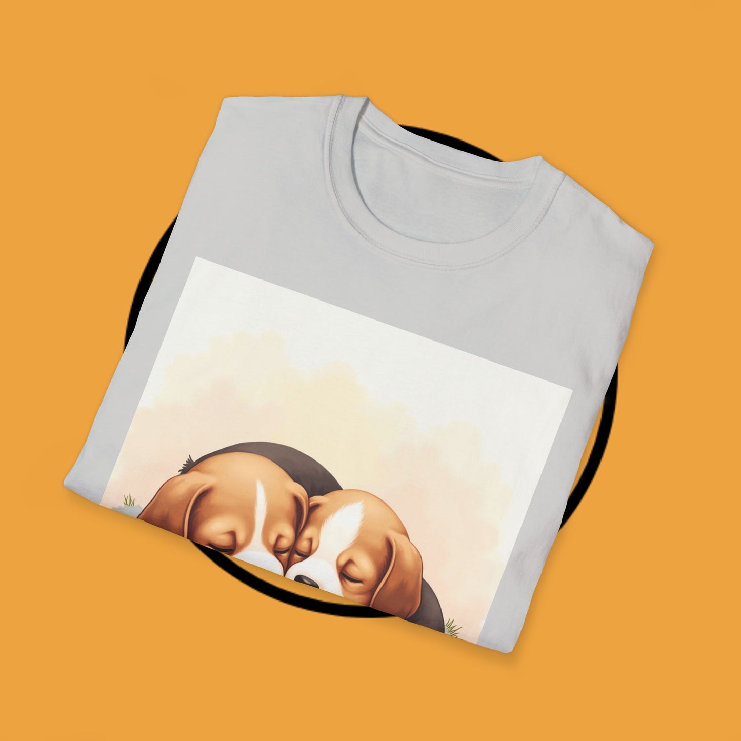 Beagle Twin Puppies Cuddling T-Shirt - Adorable Sleeping Puppies Design | Perfect Gift for Dog Lovers & Siblings