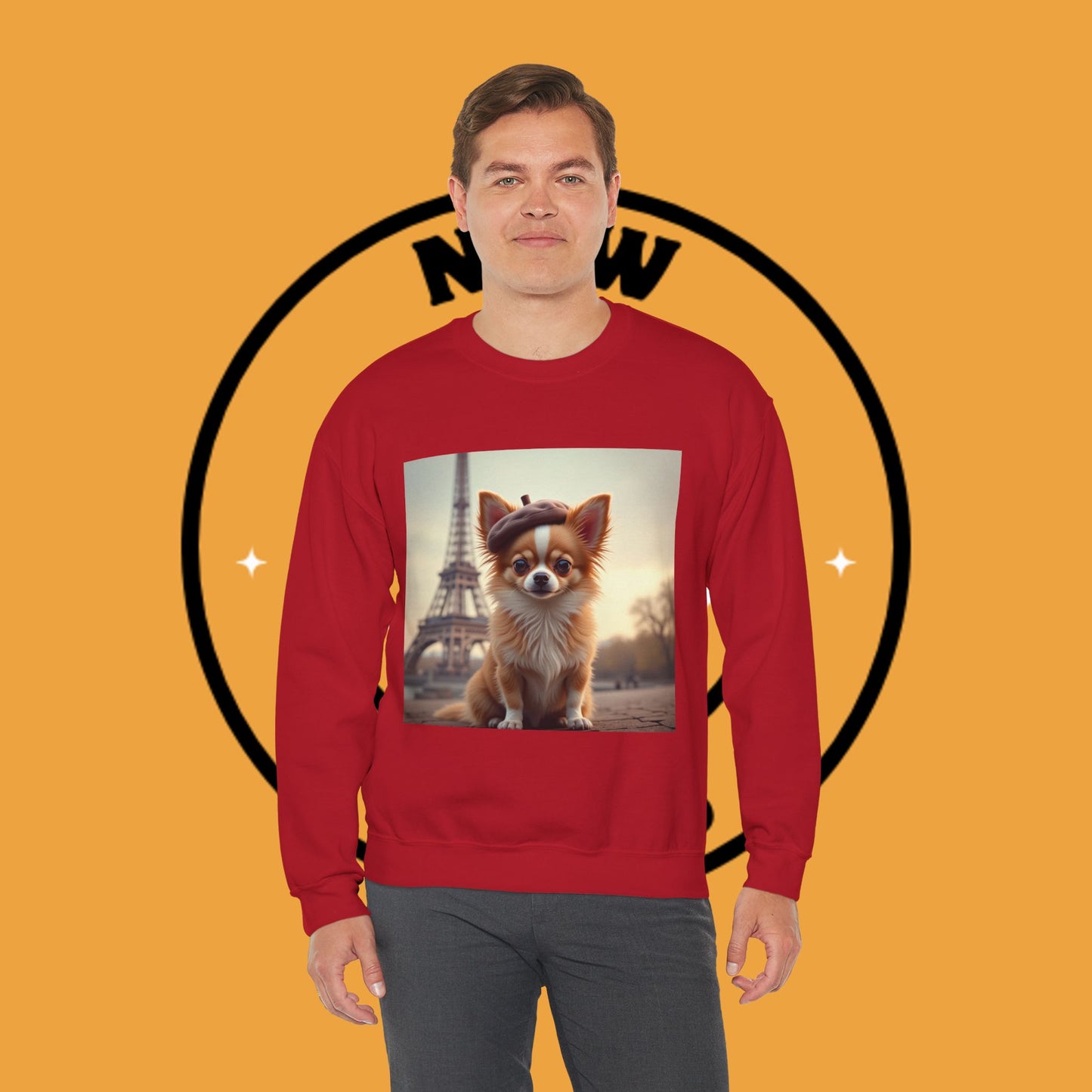Parisian Chihuahua Beret Sweatshirt | French Dog Eiffel Tower Design | Travel Lover Gift