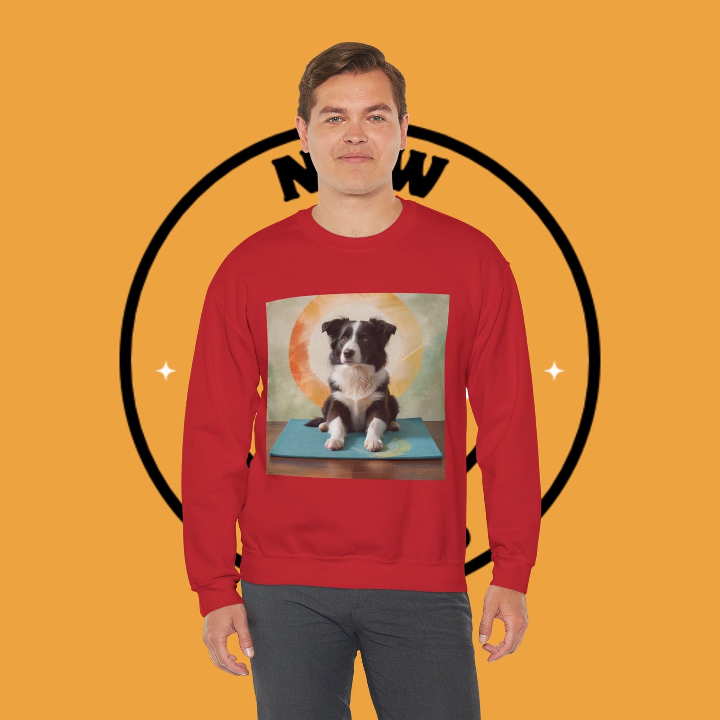 Zen Border Collie Yoga Dog Crewneck Sweatshirt - Meditation Pet Lover Gift | Spiritual Animal Art