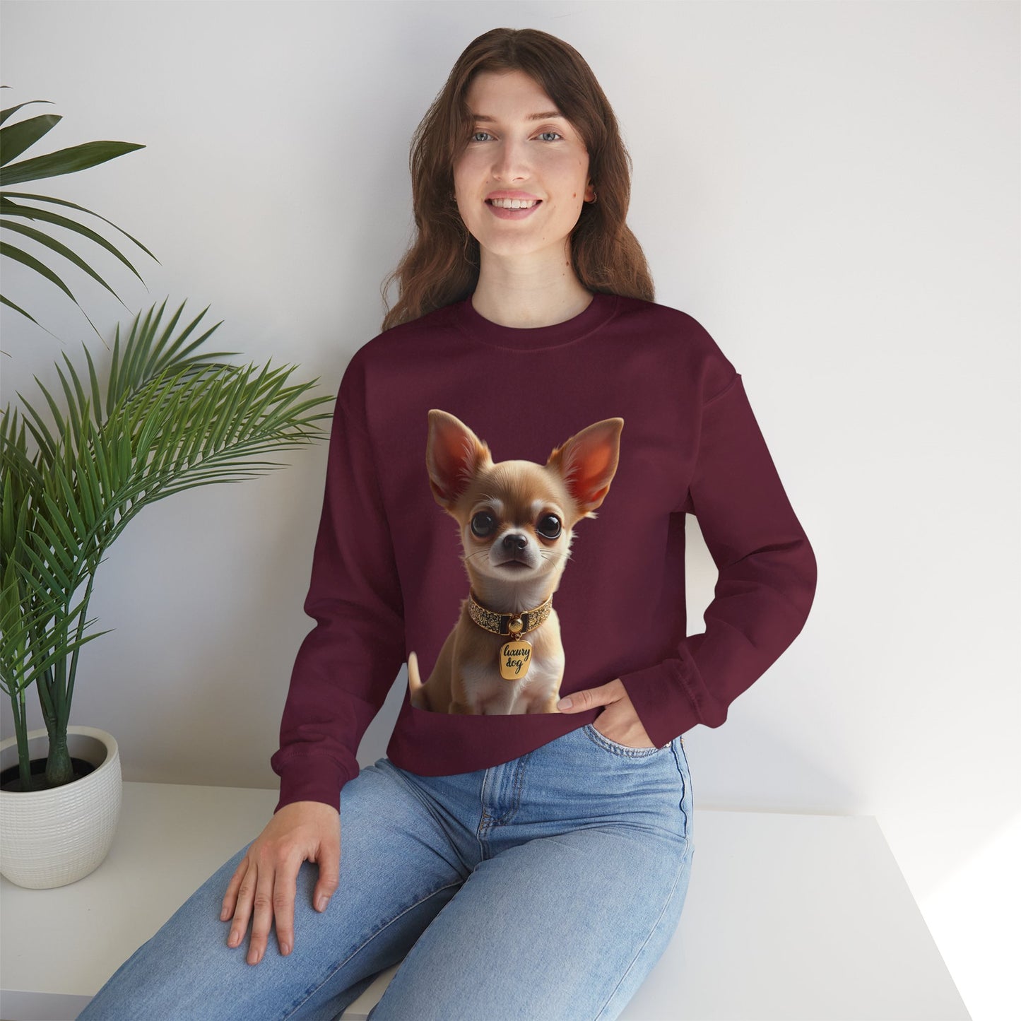 Luxury Chihuahua Sweatshirt | Premium Designer Dog Portrait | High-End Pet Lover Fashion