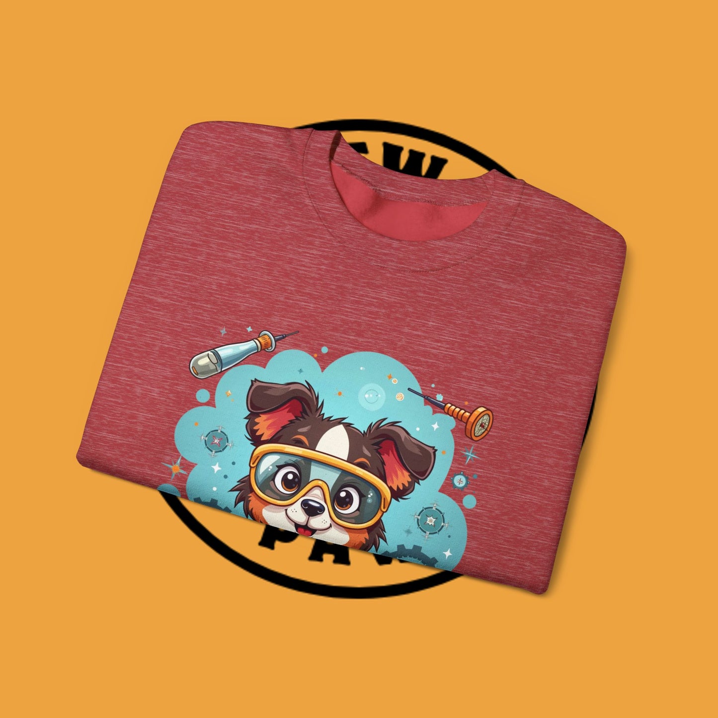 Science Dog Crewneck Sweatshirt - Cute Puppy Scientist with Lab Goggles Design | STEM Lover Gift