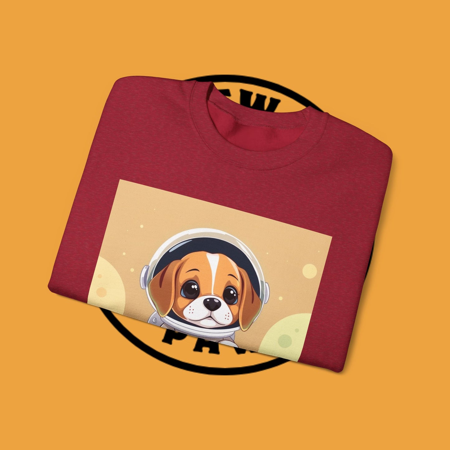 Astronaut Dog Crewneck Sweatshirt - Space Beagle Design with Helmet and Planets