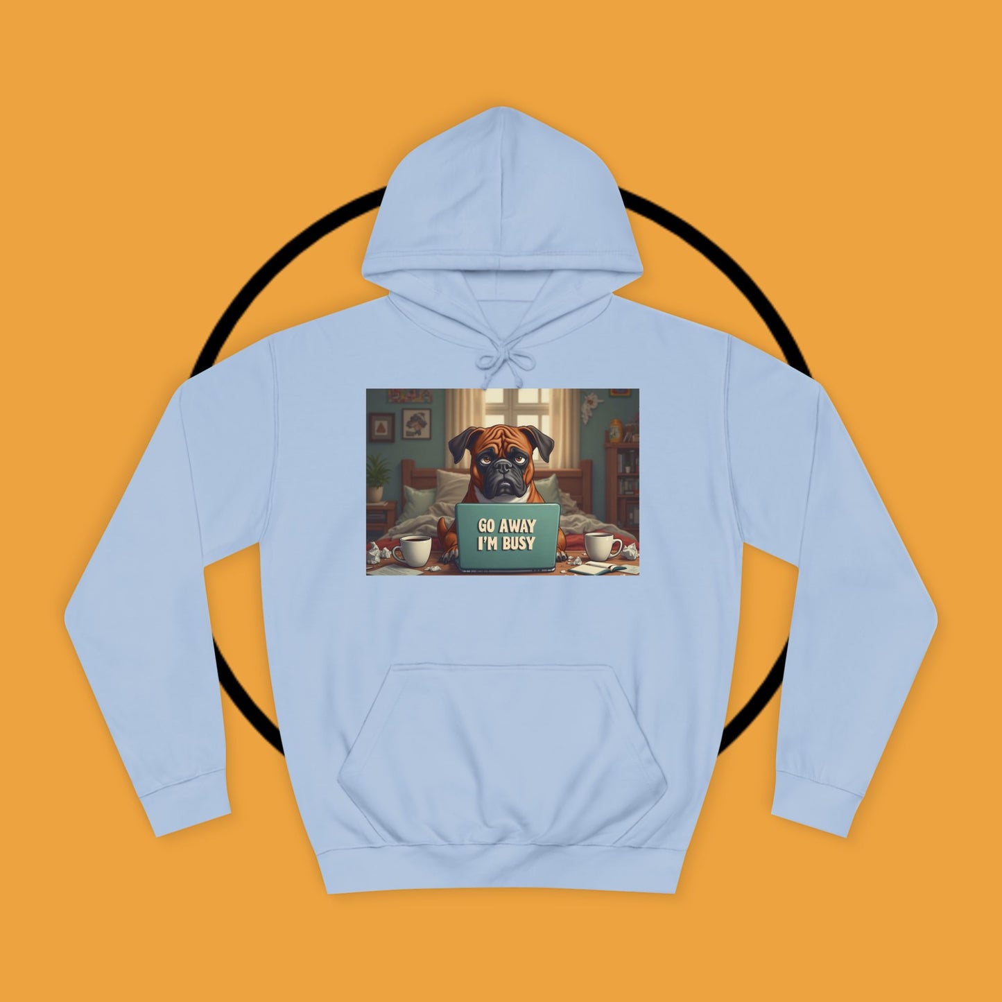 "Go Away I'm Busy" Working Dog Hoodie - Funny Office Humor Apparel | Remote Work Gift
