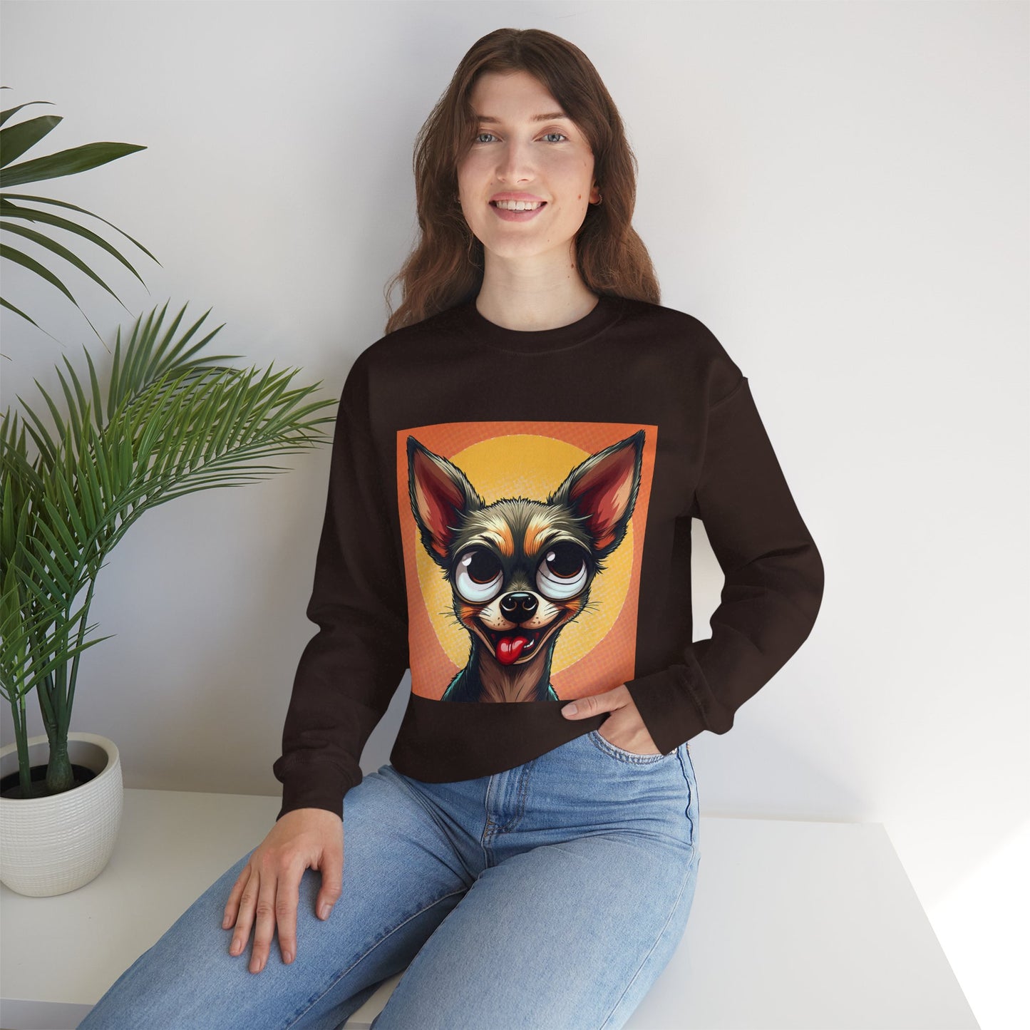 Cute Chihuahua Crewneck Sweatshirt - Funny Dog Lover Gift | Adorable Pet Portrait Pullover