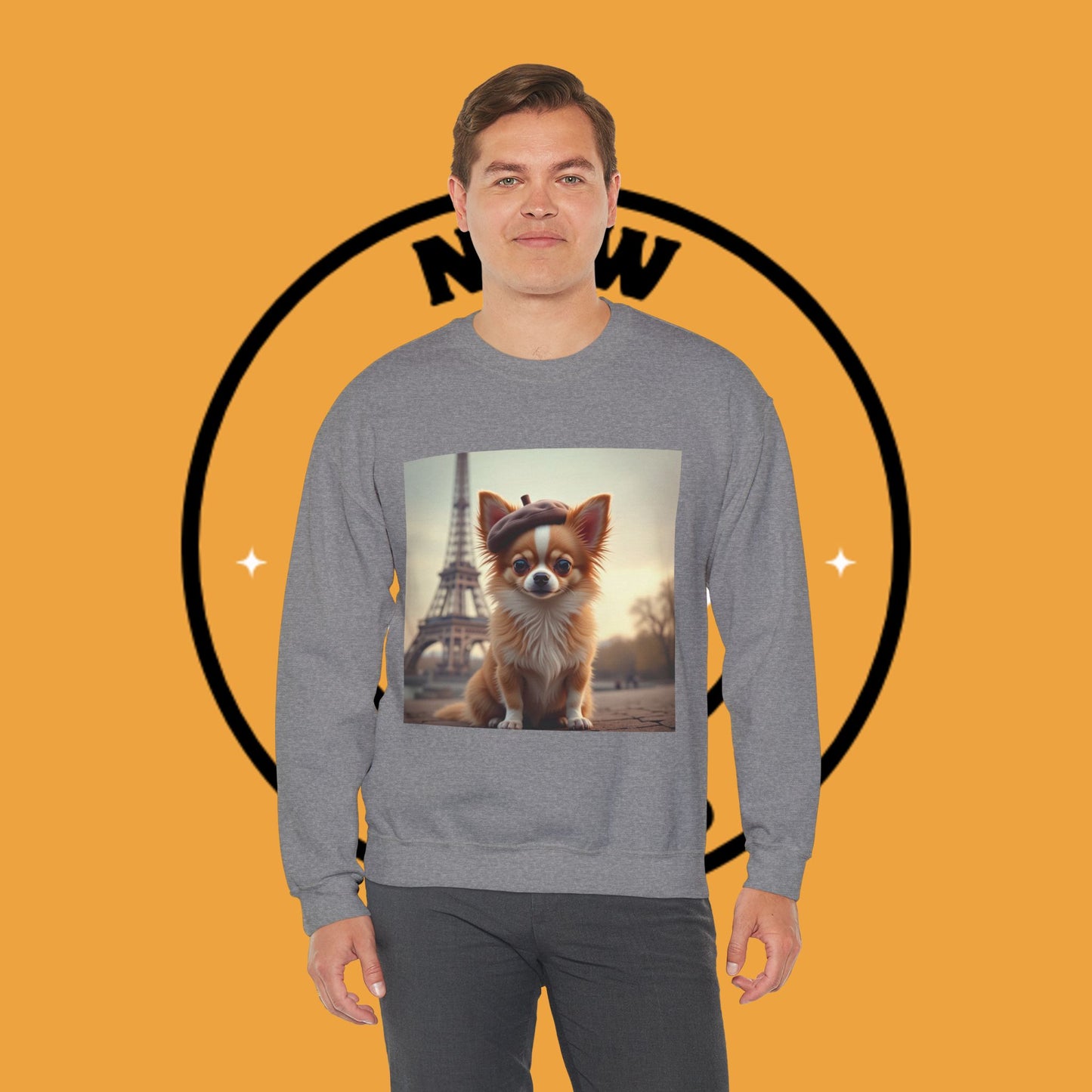 Parisian Chihuahua Beret Sweatshirt | French Dog Eiffel Tower Design | Travel Lover Gift