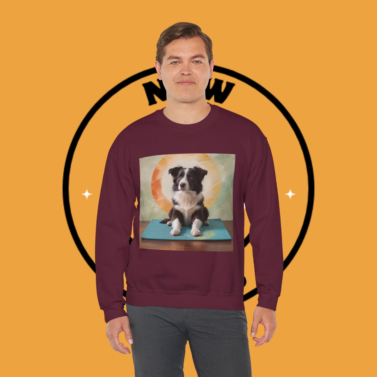 Zen Border Collie Yoga Dog Crewneck Sweatshirt - Meditation Pet Lover Gift | Spiritual Animal Art