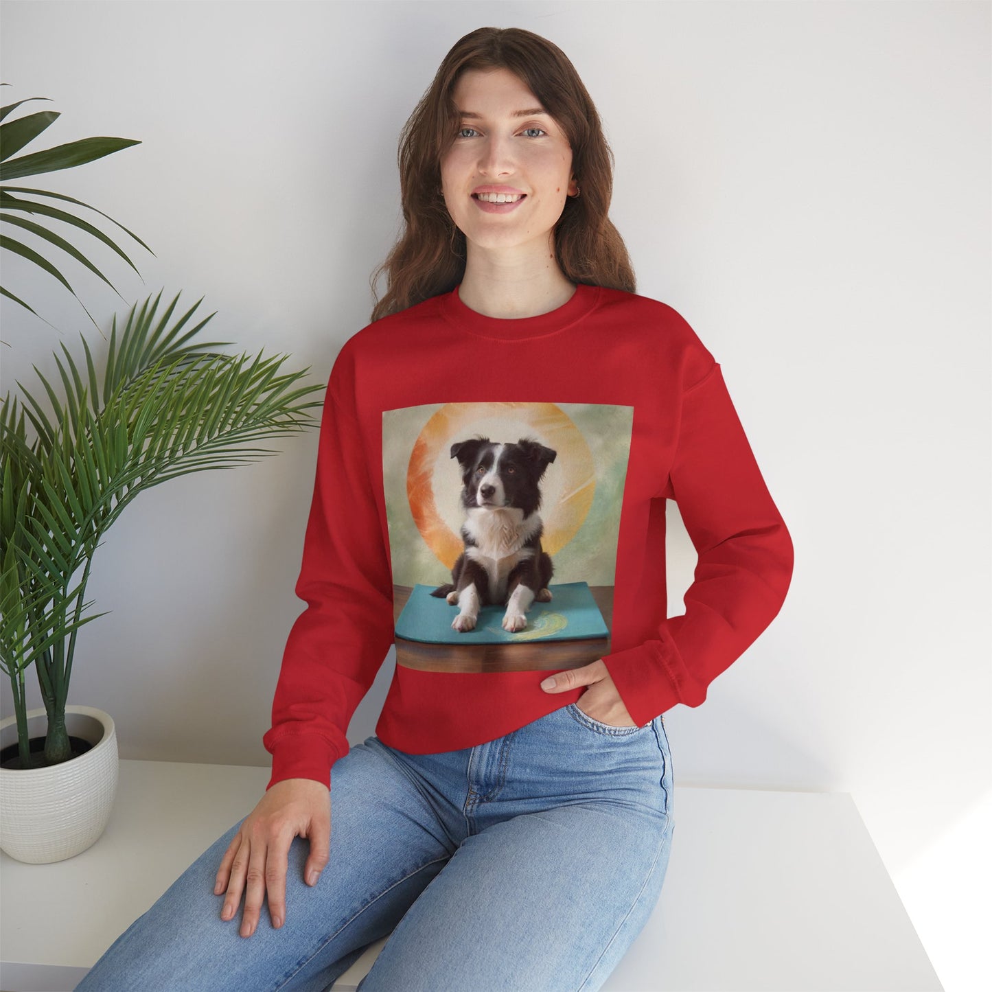 Zen Border Collie Yoga Dog Crewneck Sweatshirt - Meditation Pet Lover Gift | Spiritual Animal Art