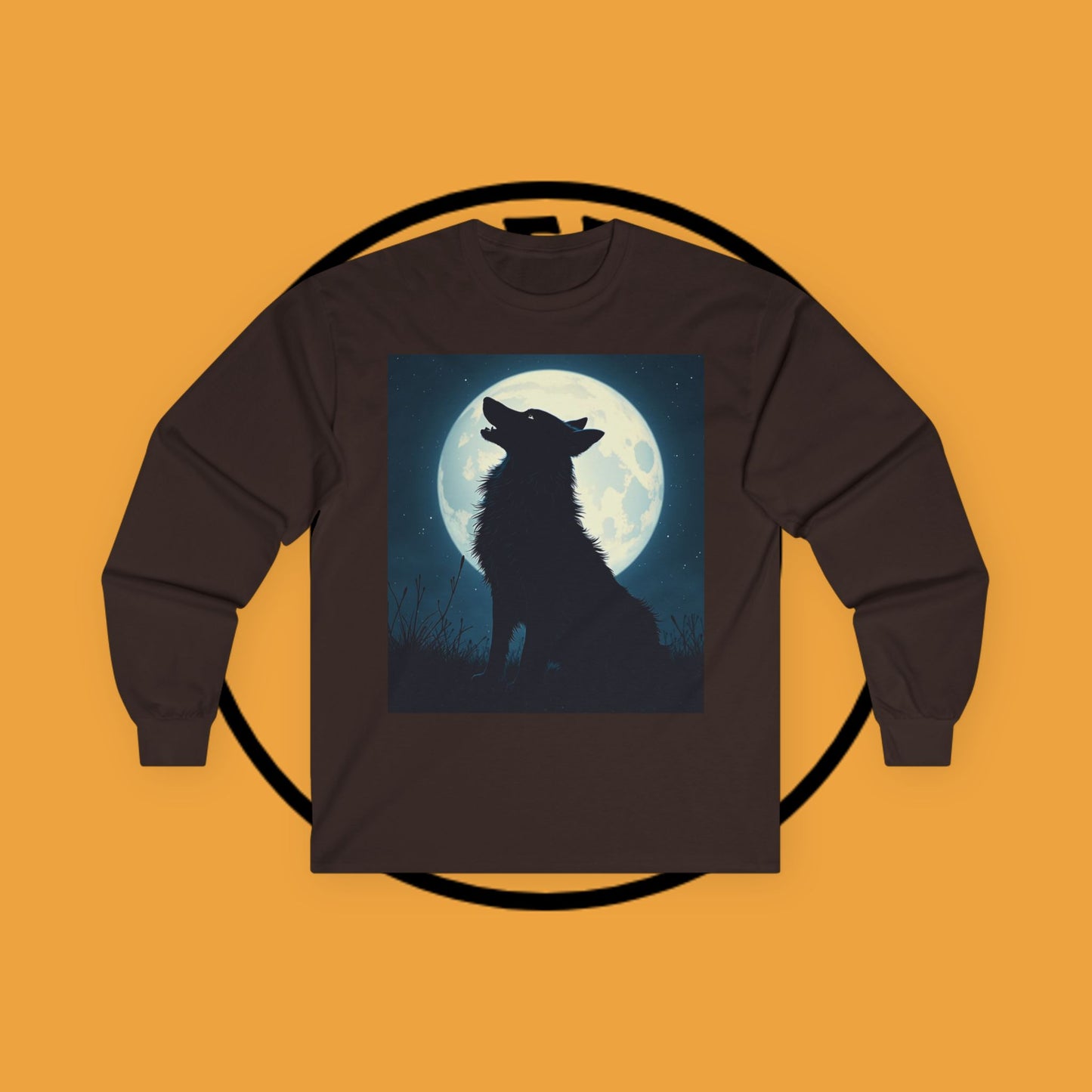 Moonlight Border Collie Long Sleeve Tee - Howling Dog Silhouette Shirt | Mystical Pet Apparel