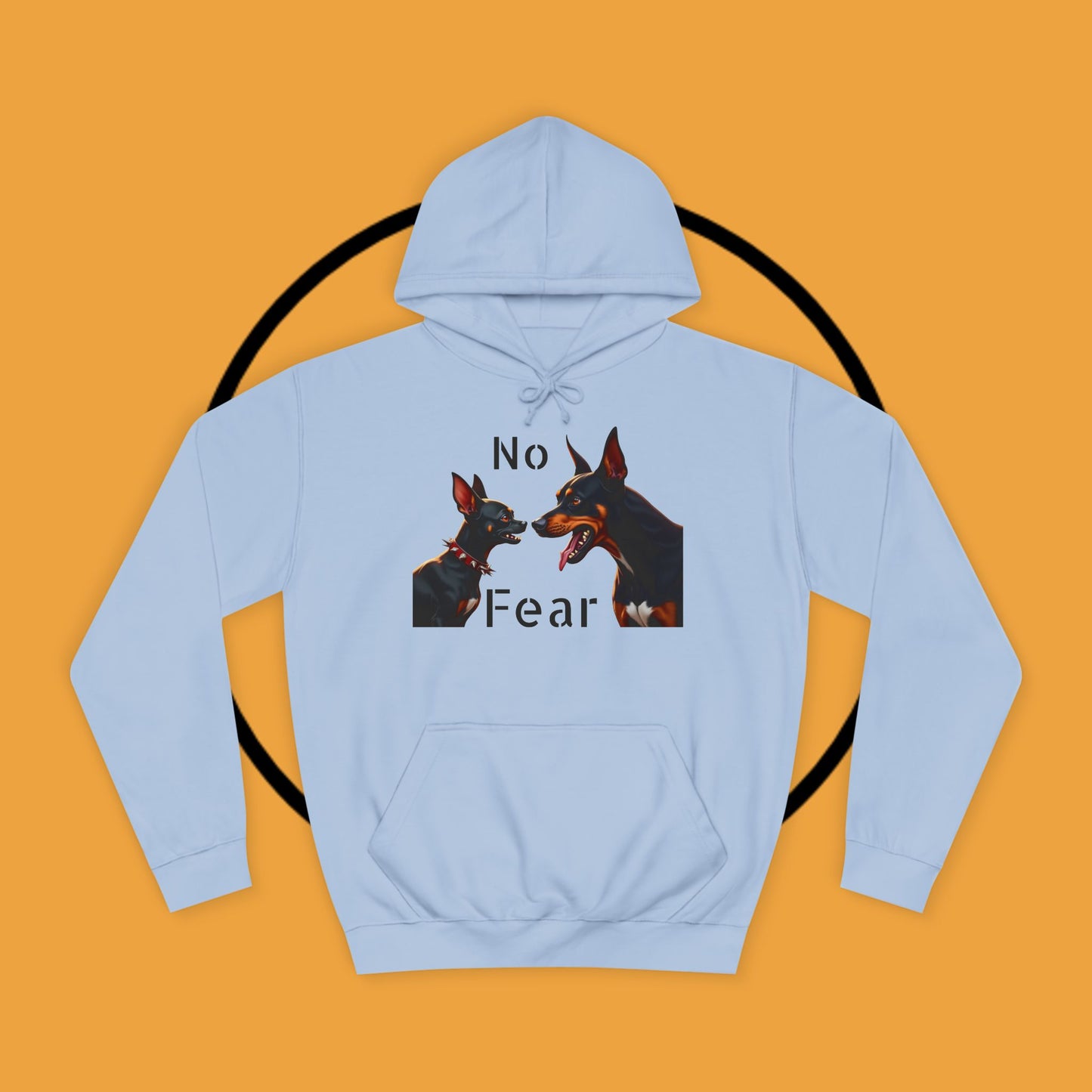 "Fearless Chihuahua vs Doberman Hoodie | Small Dog Big Attitude | David Goliath Pet Art | Brave Little Dog Gift"