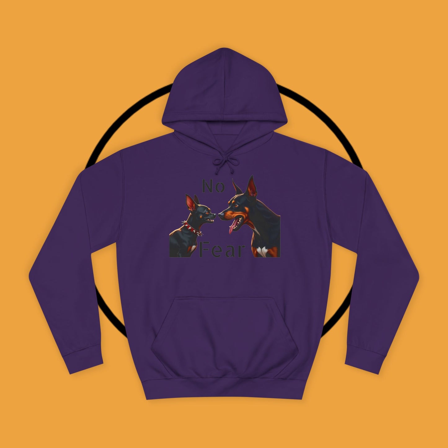 "Fearless Chihuahua vs Doberman Hoodie | Small Dog Big Attitude | David Goliath Pet Art | Brave Little Dog Gift"
