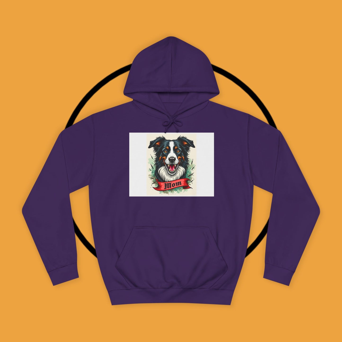 "Border Collie Mom Tattoo Style Hoodie - Vintage Dog Mother Banner Design Sweatshirt | Bold Statement Wear"