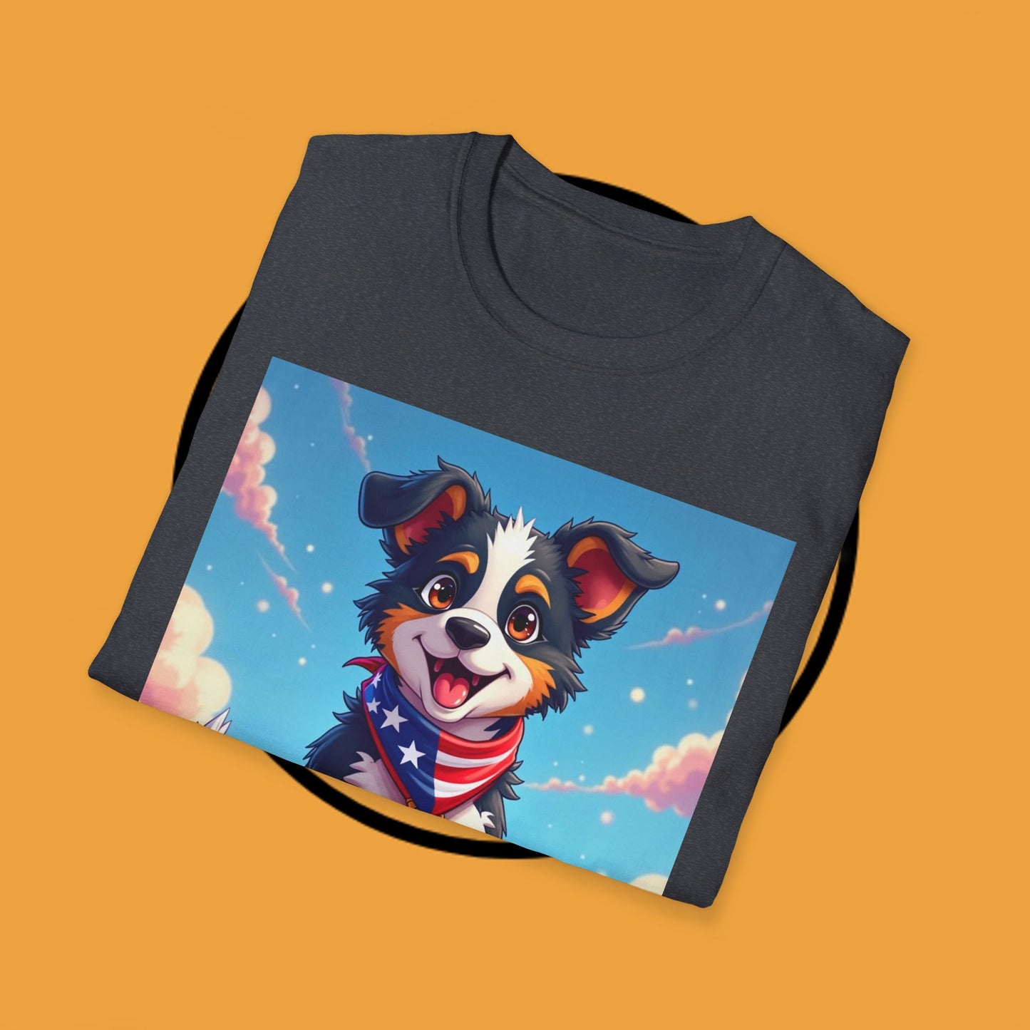 "All-American Champion Puppy" - Patriotic Hero Dog T-Shirt - Patriotic Puppy Dog T-Shirt - American Flag Bandana Champion Dog Tee | USA Pride Pet Lover Gift
