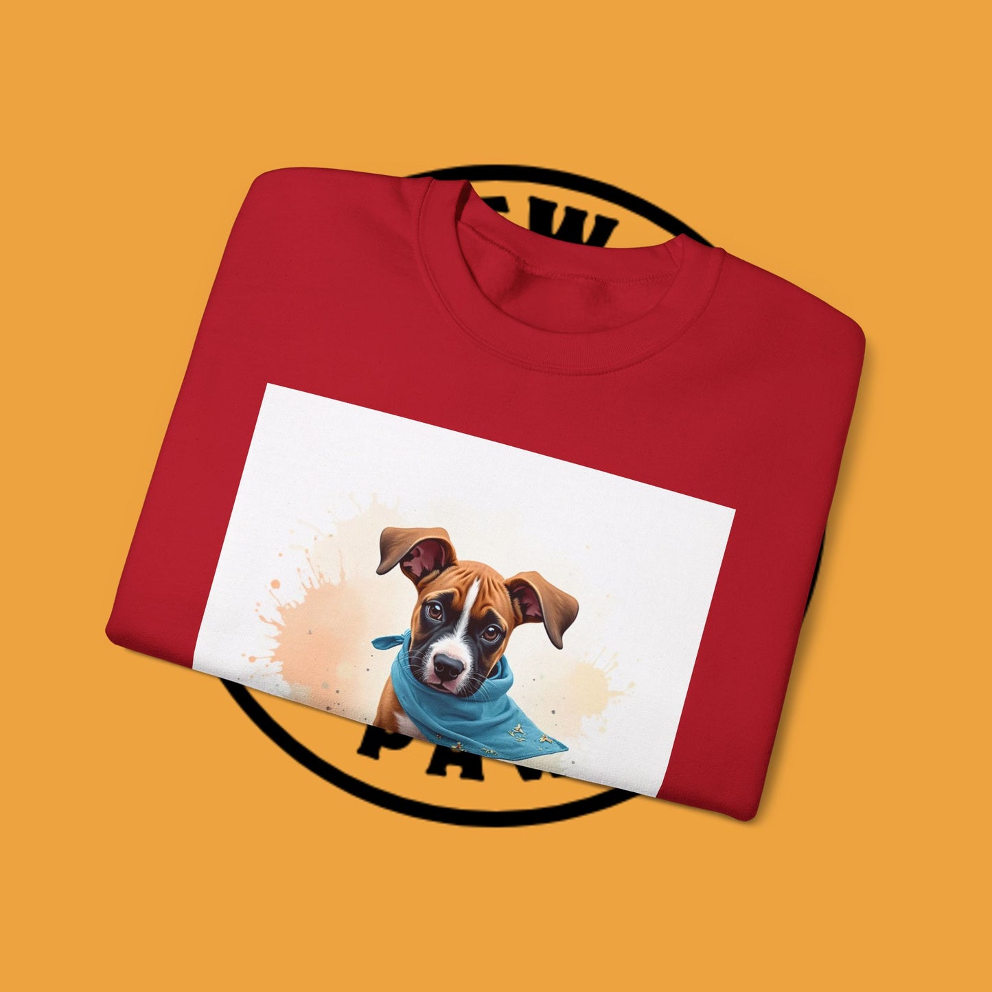 Watercolor Puppy Bandana Crewneck Sweatshirt - Artistic Dog Portrait - Unique Pet Lover Gift