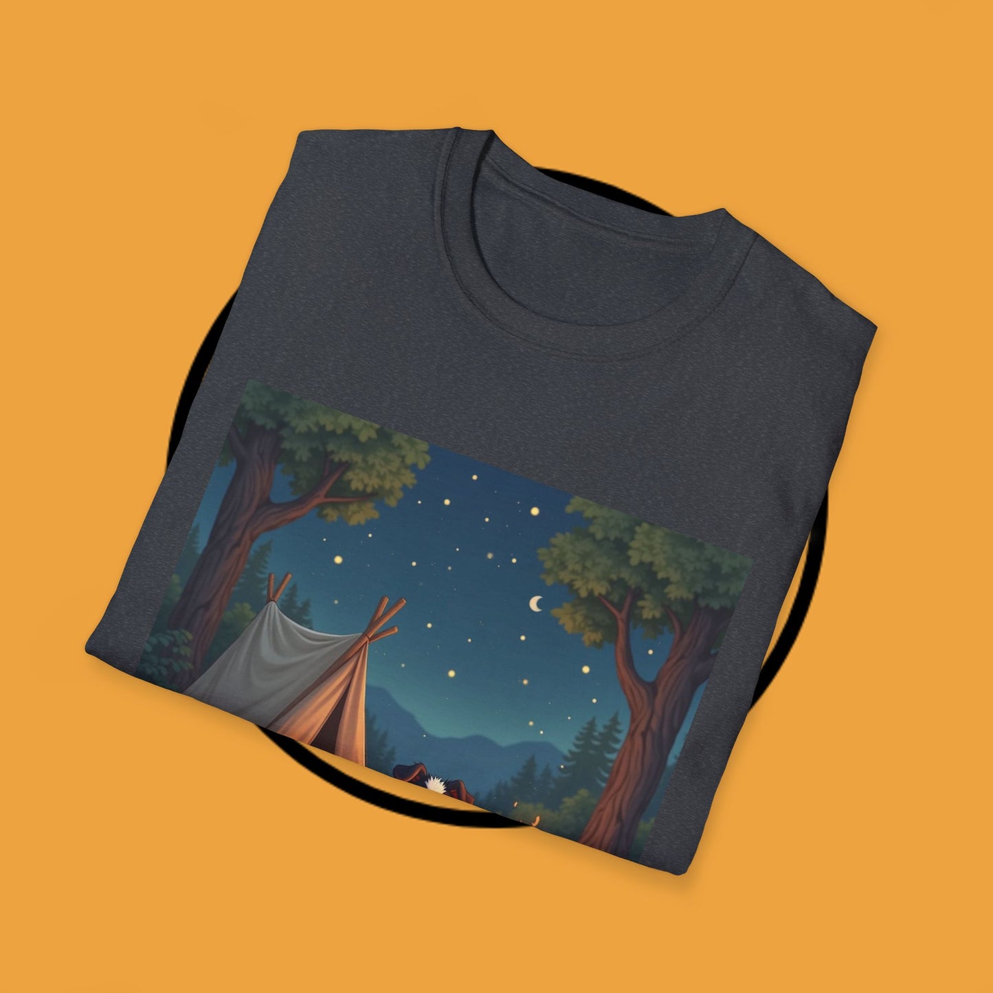 "Camping Adventure Border Collie" - Outdoor Adventure Dog T-Shirt - Border Collie Camping T-Shirt - Outdoor Adventure Dog Under Stars Tee | Nature Lover Pet Gift